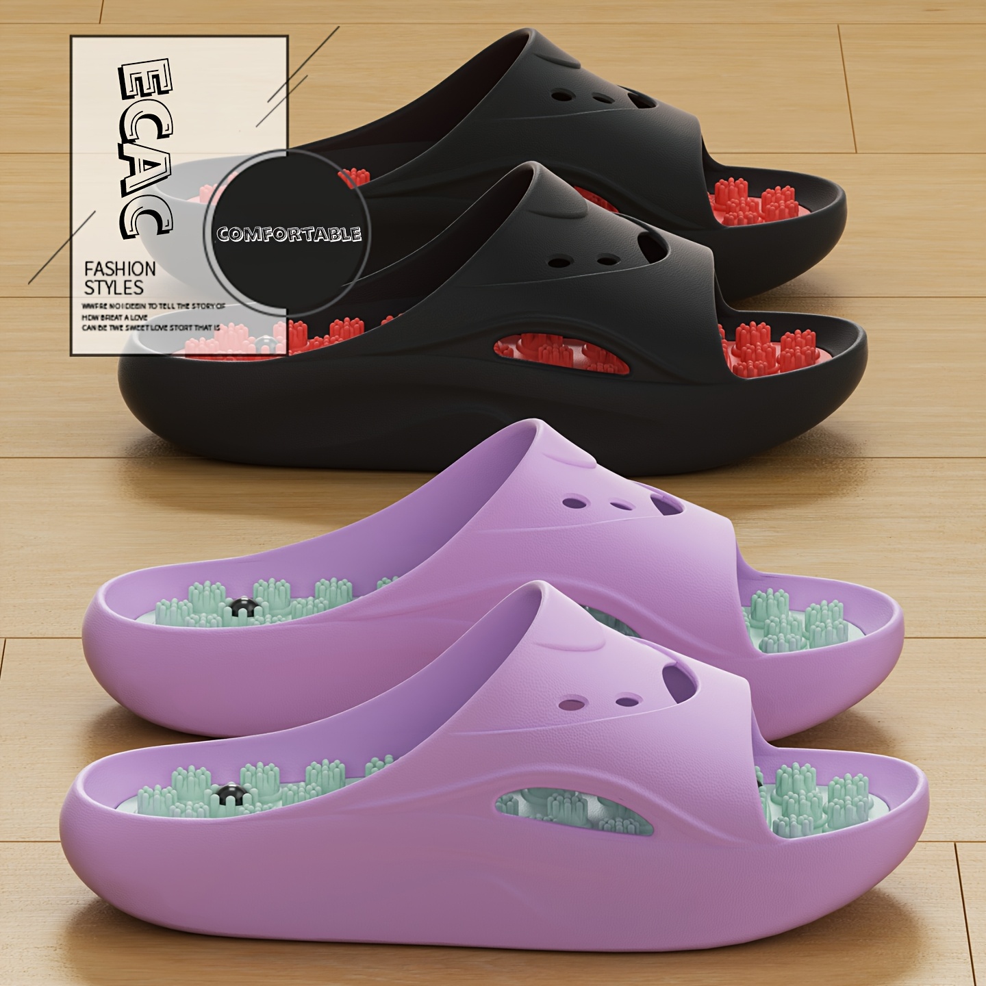 Home Outdoor Bathroom - Women Men EVA Massage Slippers Thick