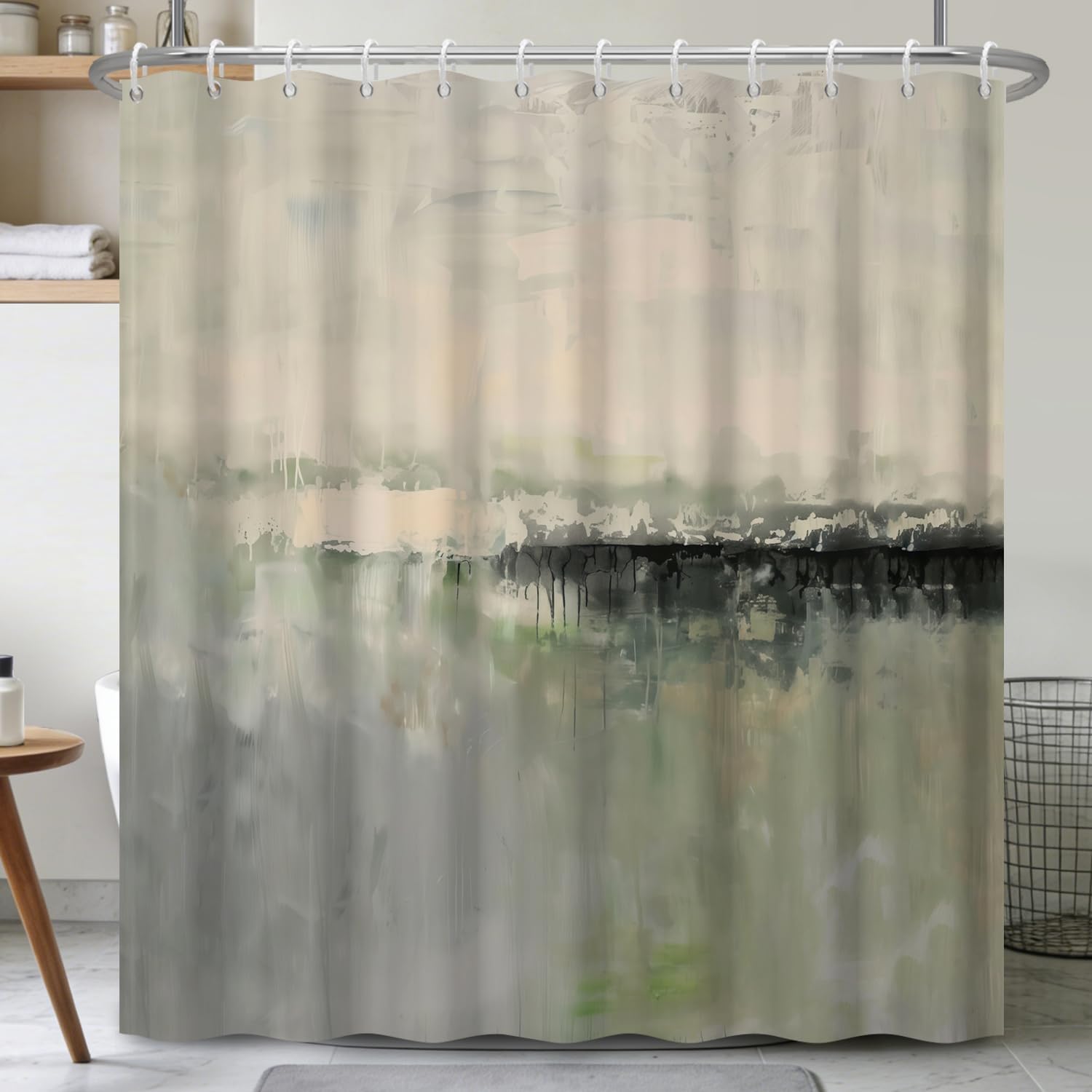 Home Bathroom Spa Ideas - Waterproof Abstract Watercolor Shower Curtain Modern