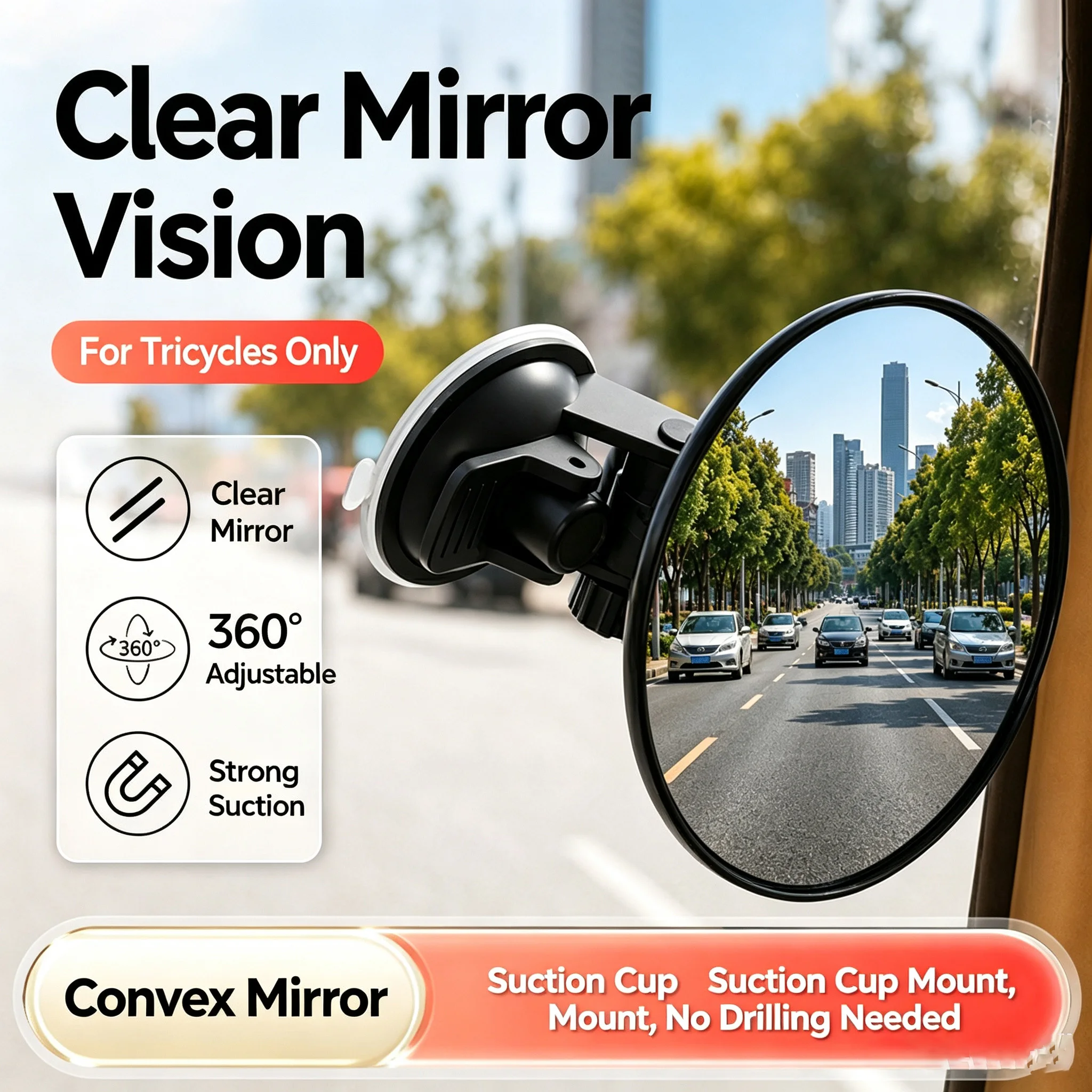 Shaving Mirror Suction - 360 Degree Rotatable HD Blind Spot