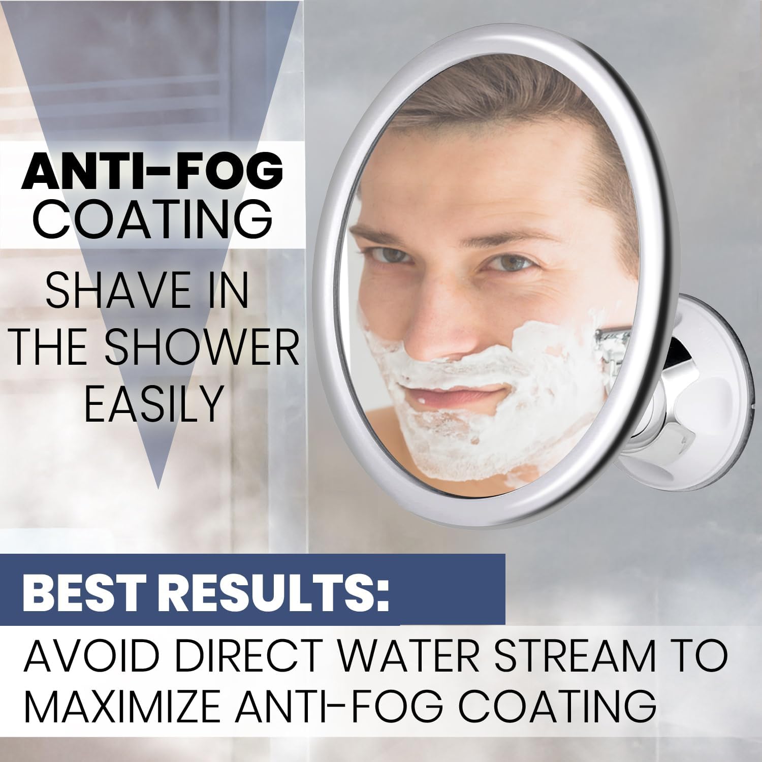 Shaving Mirror Suction - Fogless Makeup Bath Mirror With Powerful