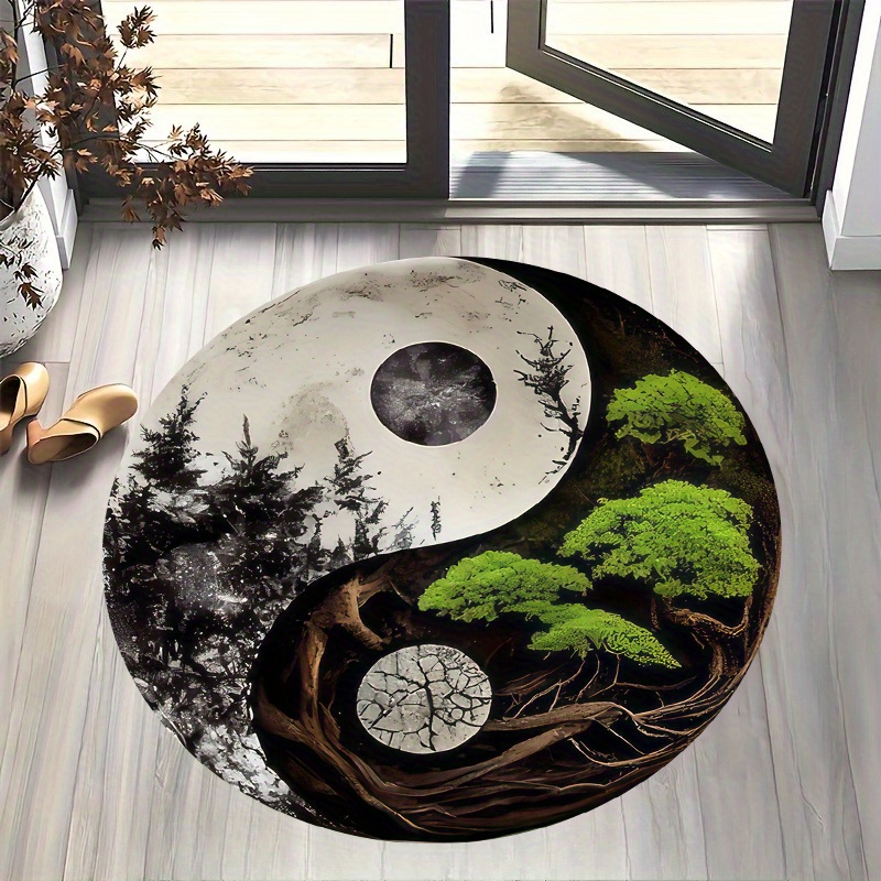 Home Bathroom Door Design - 1pc Taiji-Style Night Scene Round Area