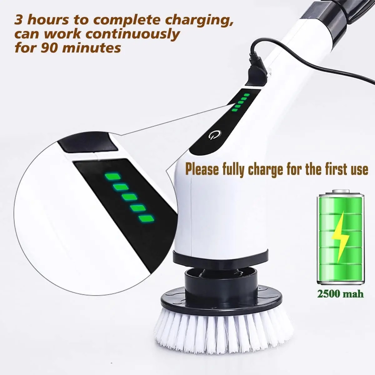 Home Bathroom Cleaning Machine - Powerful Cordless Electric Spin Scrubber Multipurpose