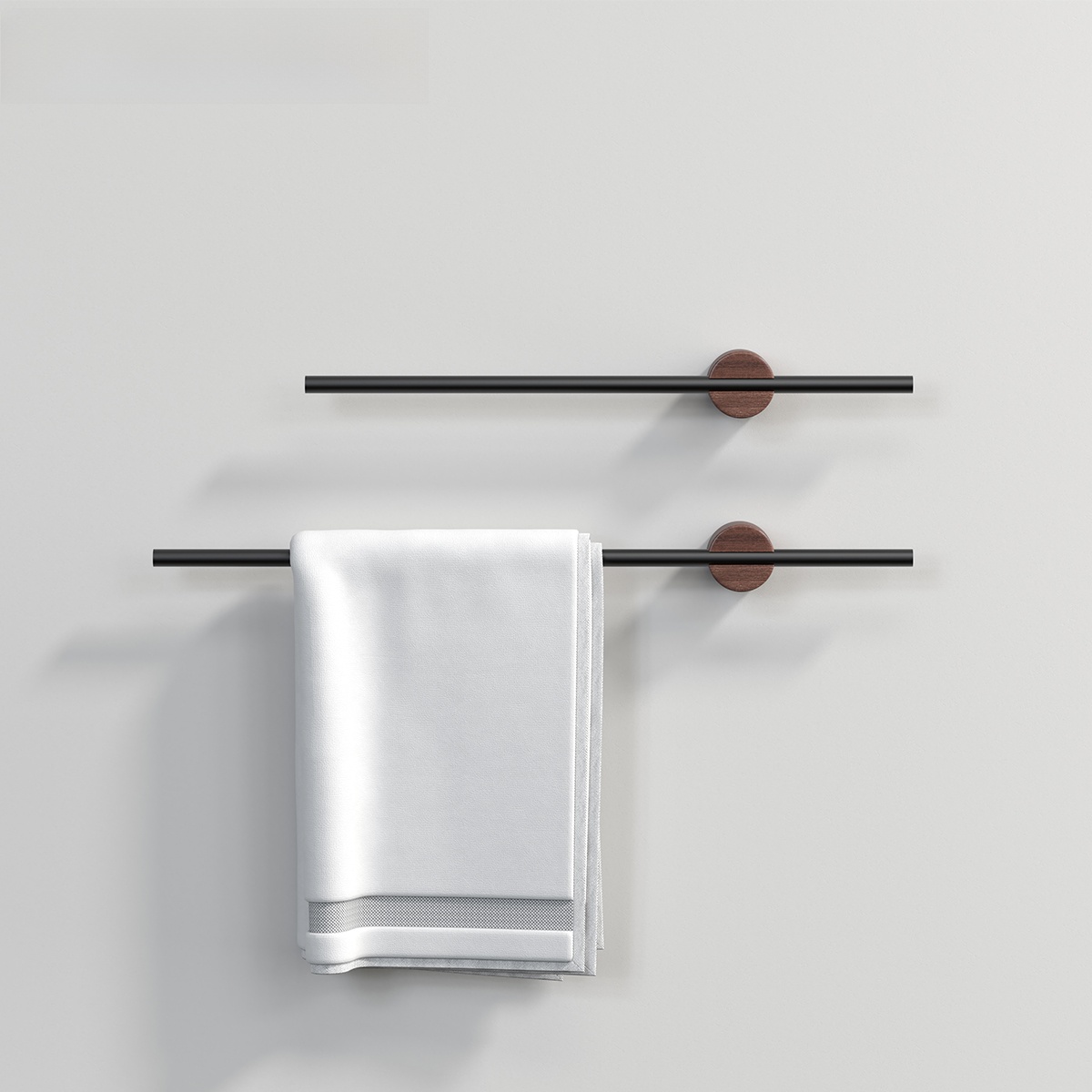 Home Needs Bathroom Cleaning - Morotel Walnut Towel Rack Single Rod