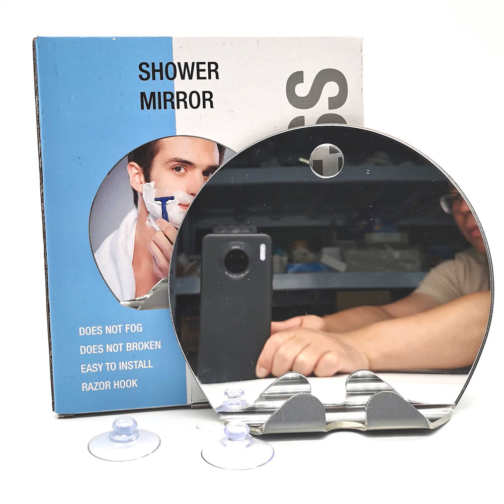 Round Silver Fog Free Bathroom - Shaving Mirror Suction recension och pris