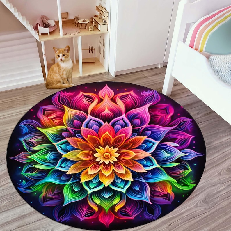 Rainbow Mandala Round Rug, Flo - Home Bathroom Door Design recension och pris
