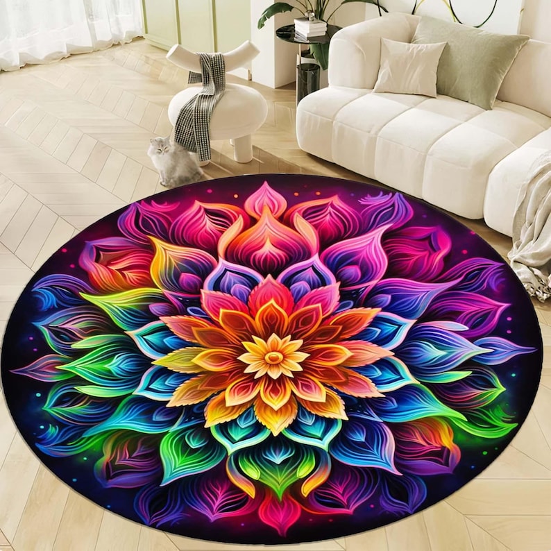 Rainbow Mandala Round Rug, Flo - Home Bathroom Door Design recension och pris