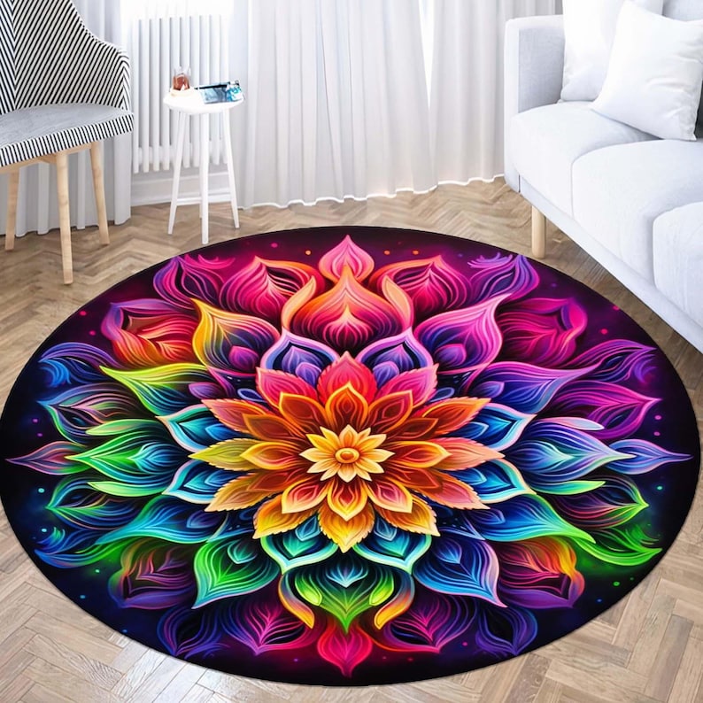 Rainbow Mandala Round Rug, Flo - Home Bathroom Door Design recension och pris