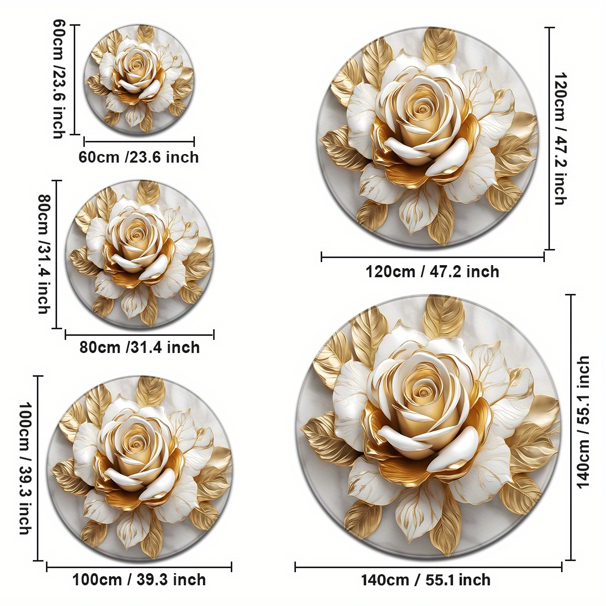 White Gold Rose Round Rug, Lux - Home Bathroom Door Design recension och pris