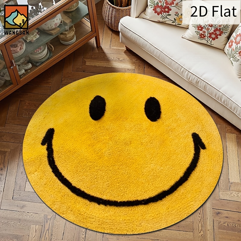 2D Round Flannel Rug Smiley Fa - Home Bathroom Door Design recension och pris