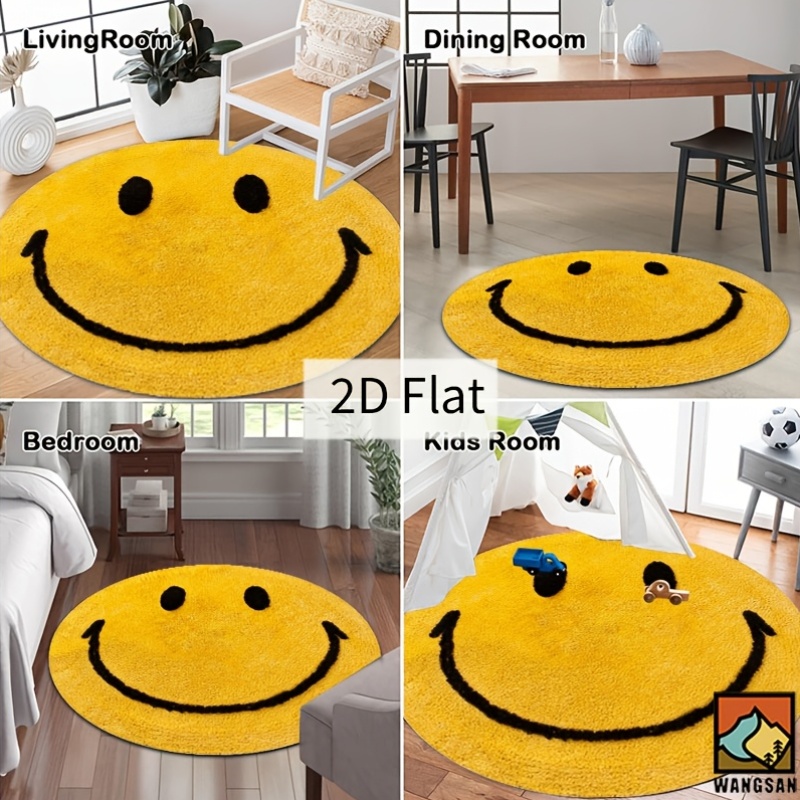 2D Round Flannel Rug Smiley Fa - Home Bathroom Door Design recension och pris