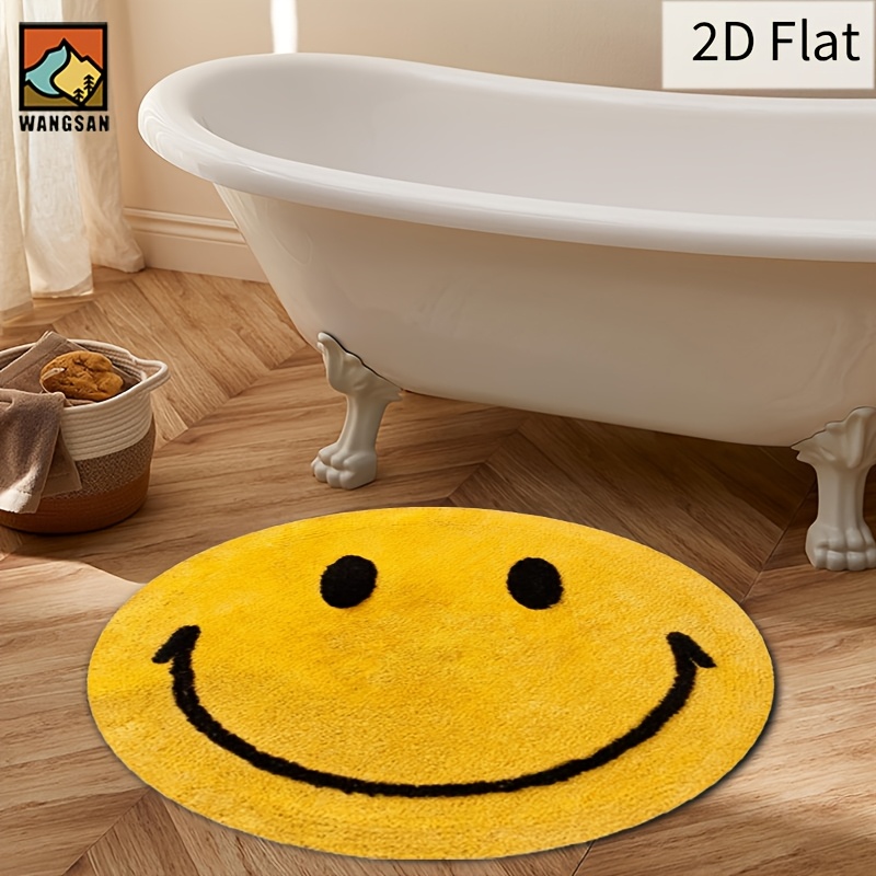 2D Round Flannel Rug Smiley Fa - Home Bathroom Door Design recension och pris