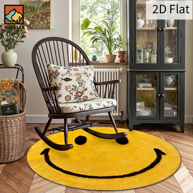 2D Round Flannel Rug Smiley Fa - Home Bathroom Door Design recension och pris