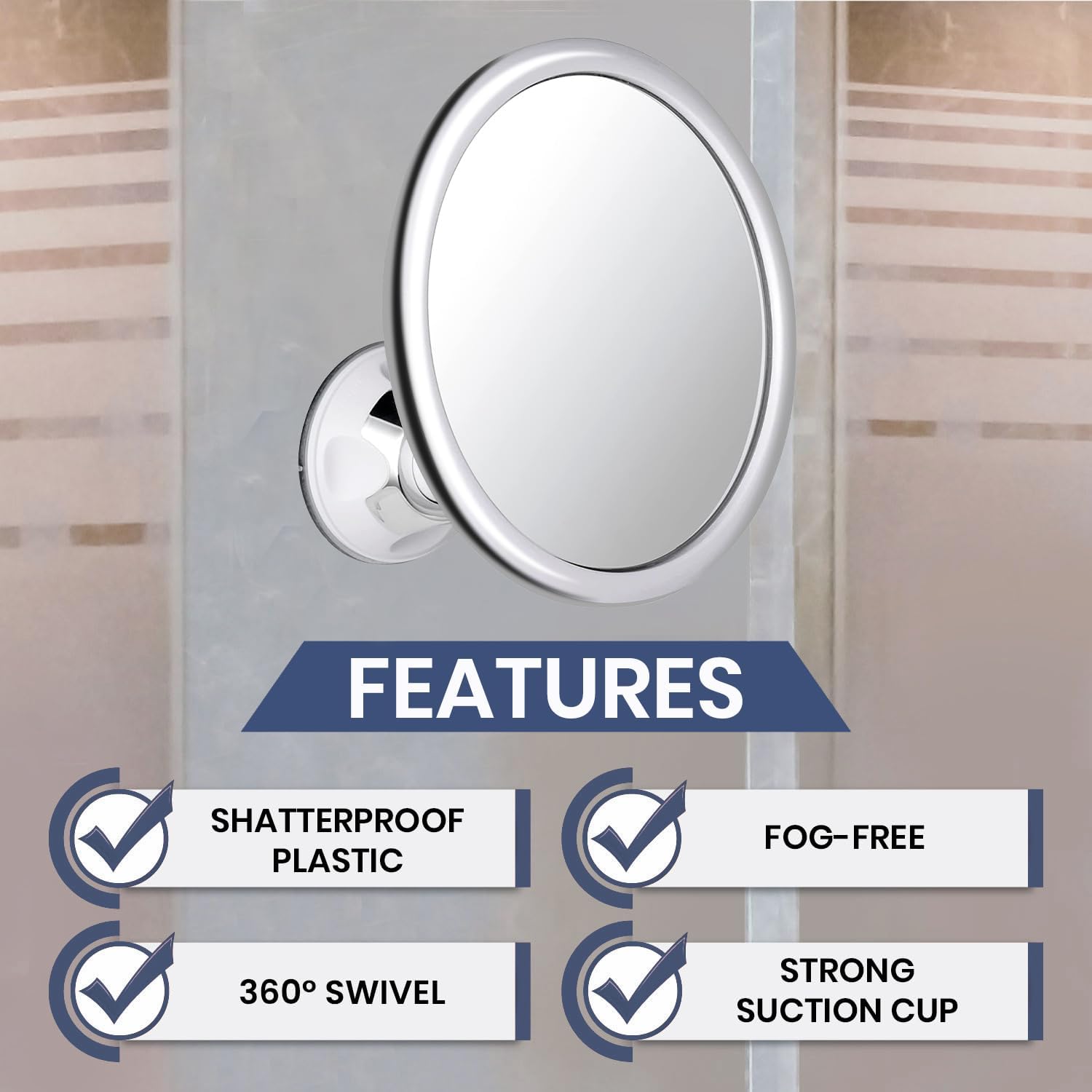 Fogless Makeup Bath Mirror Wit - Shaving Mirror Suction recension och pris