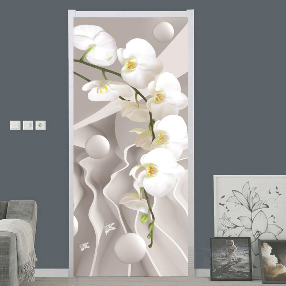 White Rose Flower Wallpaper Fo - Home Bathroom Door Design recension och pris